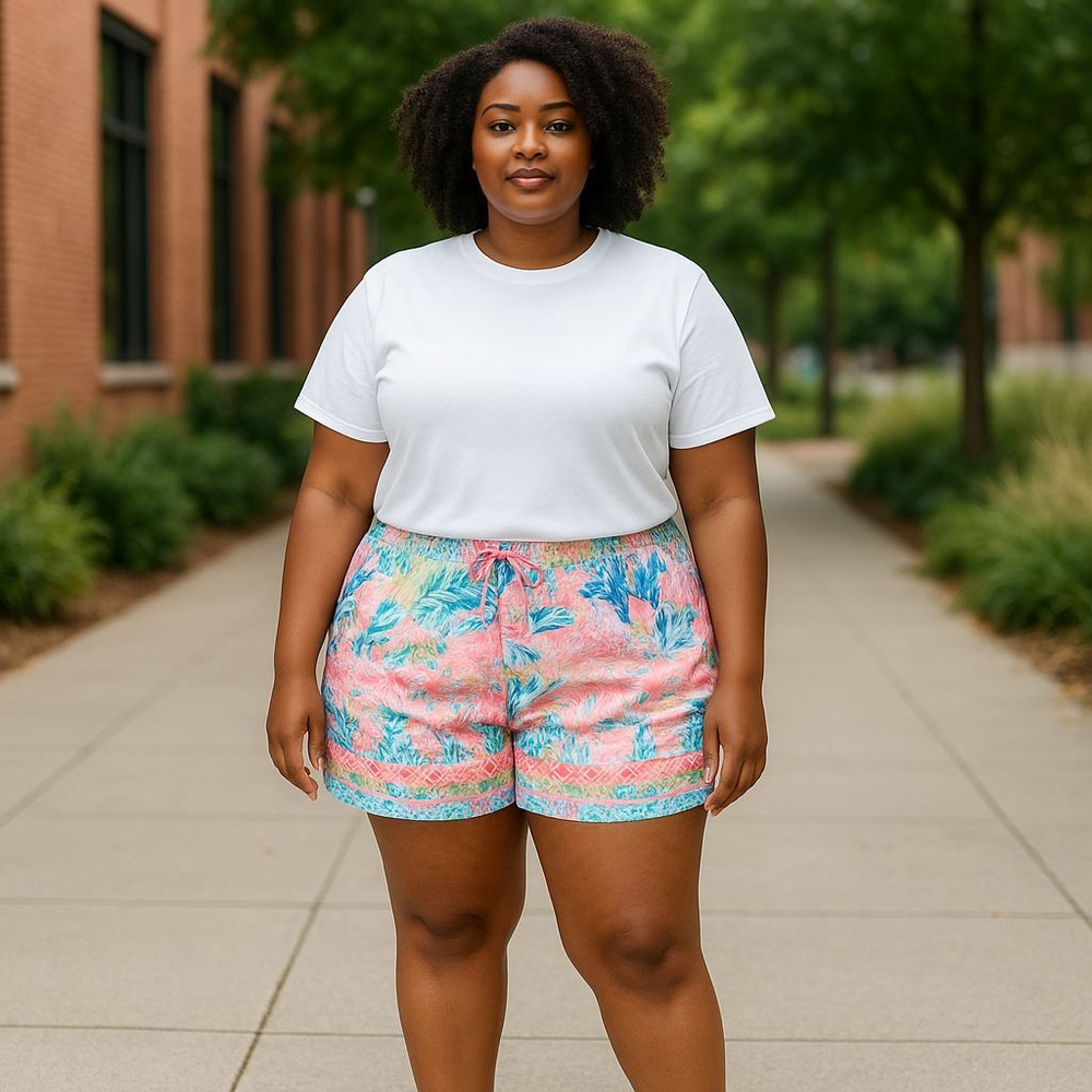 Women's Lilly Pulitzer Pink Blue Floral Rayon Shorts XL